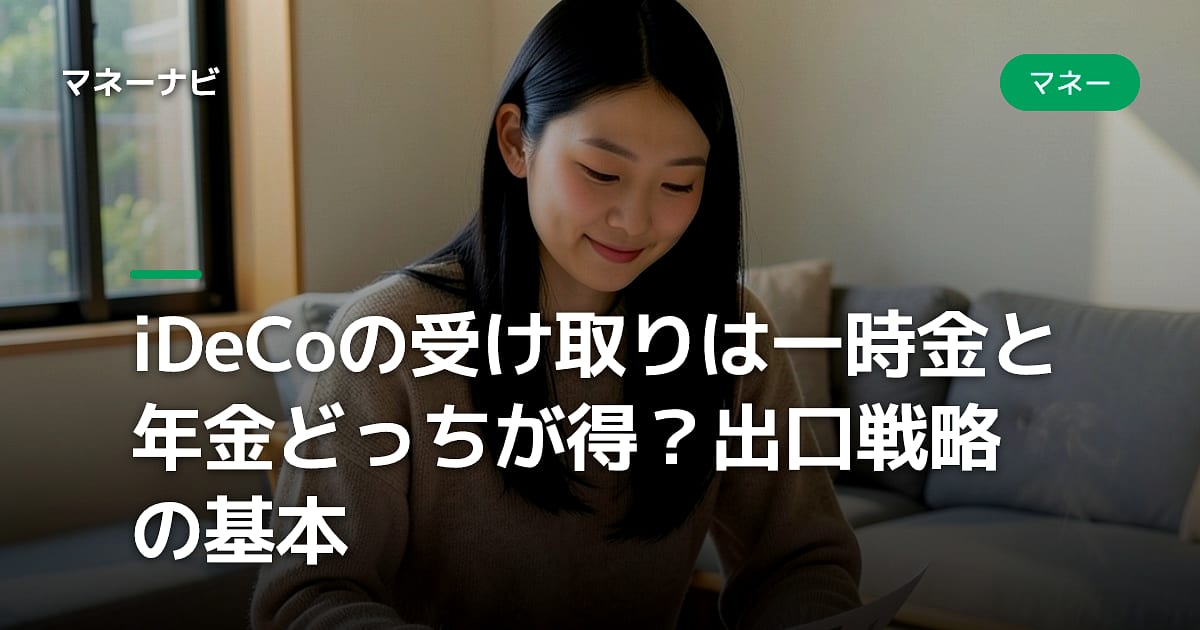 iDeCoの受け取りは一時金と年金どっちが得?出口戦略の基本